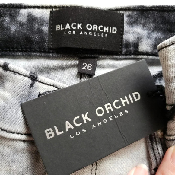 NWT Black Orchid Tie Dye Black & White High Rise Skinny Jeans - Picture 8 of 8